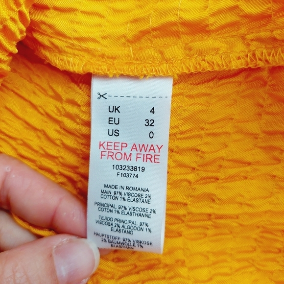 Topshop Premium Plisse Tie Back Orange Yellow Midi Summer Dress P1292 - Picture 11 of 12